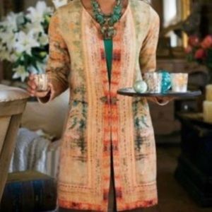 Soft Surroundings Label Noir Oushak Tapestry Print Cardigan size Large